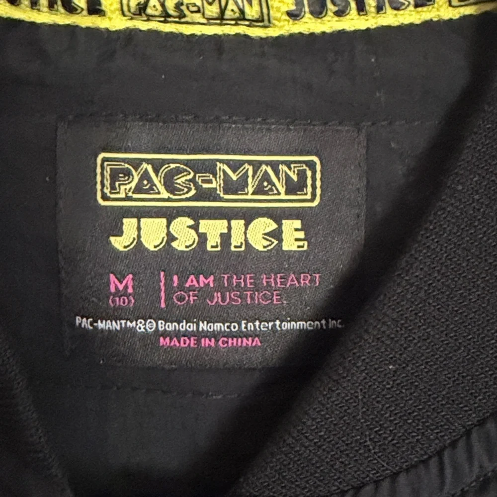 Girls Black Pac-Man Graphic Bomber Jacket Medium